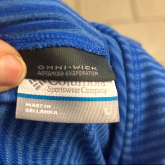 Columbia Omniwick Omnishade Hoodie L blue flaw tiny hole pilling 87 - Picture 3 of 12